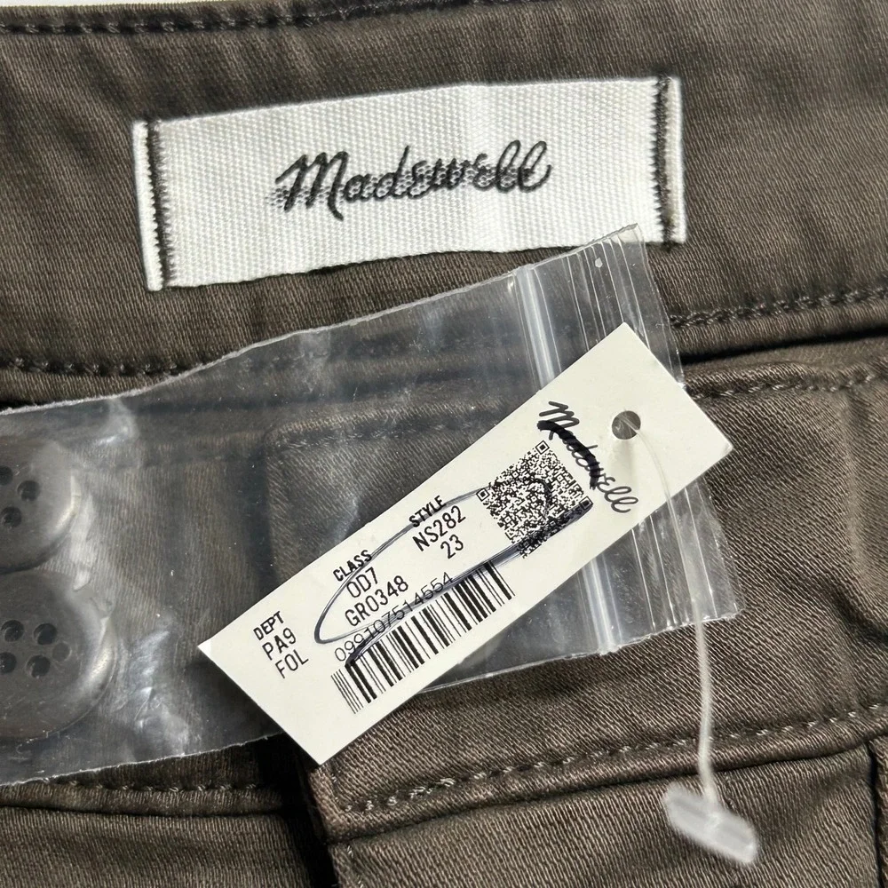 Madewell Womens Olive Darted Barrel Leg Cotton Blend Pants Trousers 23 New - Picture 7 of 10